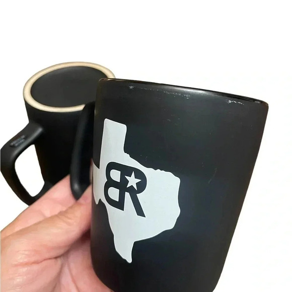 Black Rock Coffee Bar Texas Matte Black 10oz Coffee Mugs Set Of 2 - Picture 15 of 15